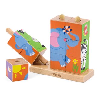 Stacking cube puzzle - wild animals - 9 pieces